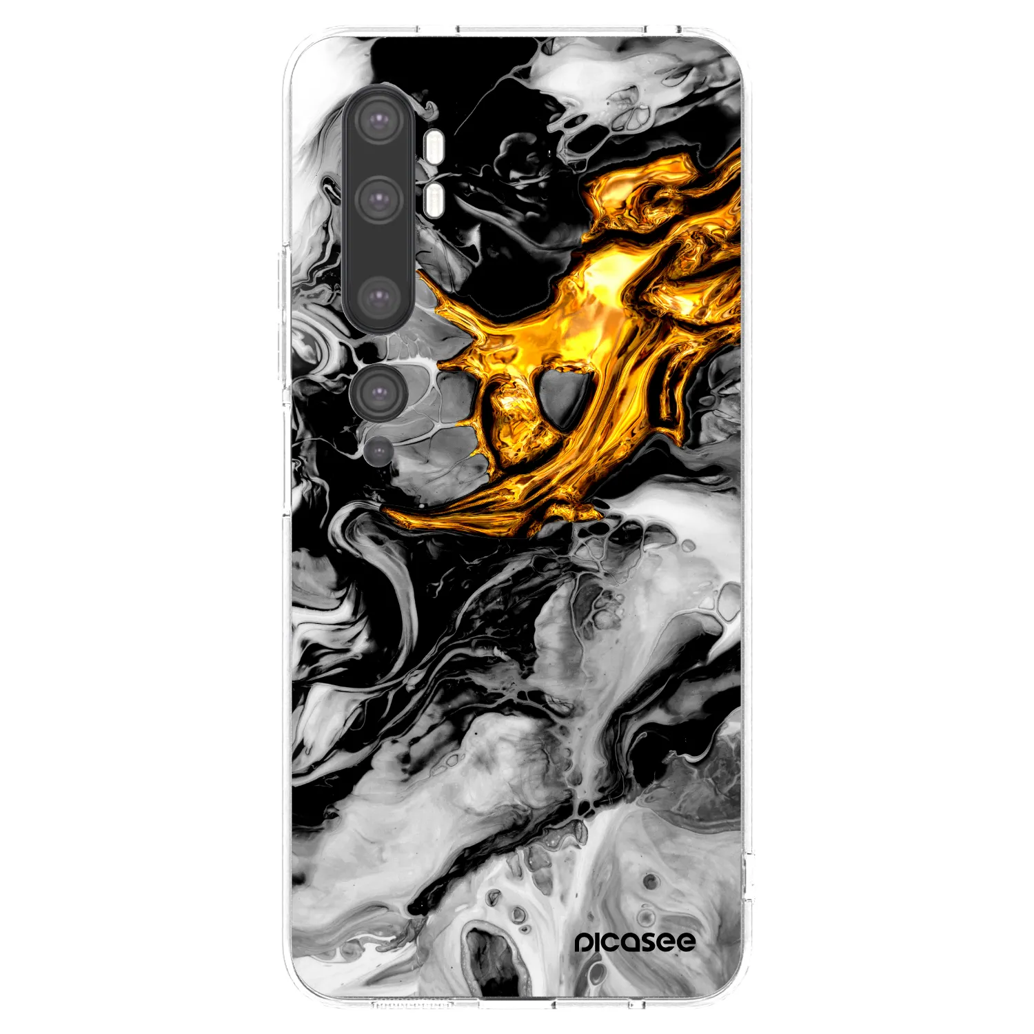 Picasee silikonski prozorni ovitek za Xiaomi Mi Note 10 (Pro) - Black Gold 2