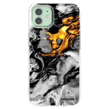 Picasee silikonski prozorni ovitek za Apple iPhone 12 - Black Gold 2