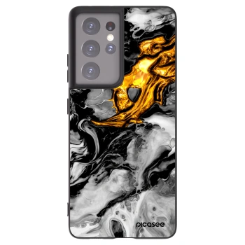 Picasee silikonski črni ovitek za Samsung Galaxy S21 Ultra 5G G998B - Black Gold 2