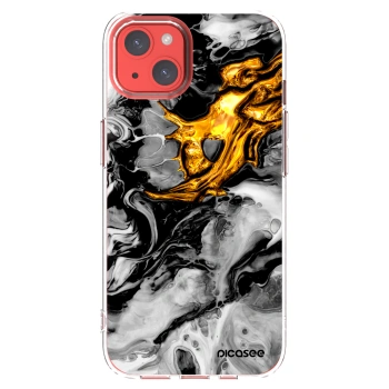 Picasee silikonski prozorni ovitek za Apple iPhone 13 - Black Gold 2