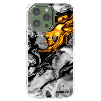 Picasee silikonski prozorni ovitek za Apple iPhone 13 Pro - Black Gold 2