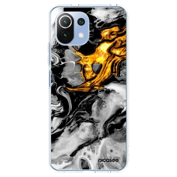 Picasee silikonski prozorni ovitek za Xiaomi 11 Lite 5G NE - Black Gold 2