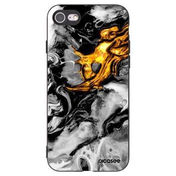Picasee silikonski črni ovitek za Apple iPhone SE 2022 - Black Gold 2