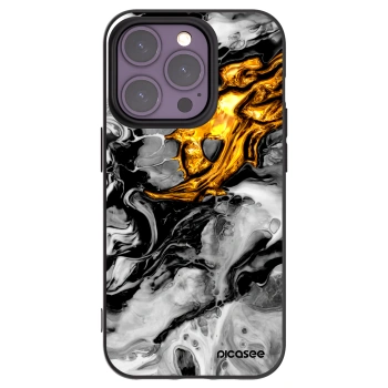 Picasee silikonski črni ovitek za Apple iPhone 14 Pro - Black Gold 2