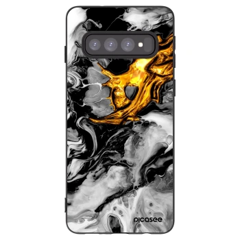 Picasee silikonski črni ovitek za Samsung Galaxy S10 G973 - Black Gold 2
