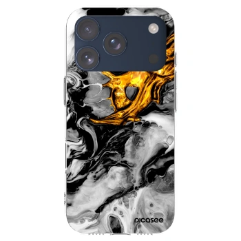 Picasee silikonski prozorni ovitek za Apple iPhone 17 Pro - Black Gold 2