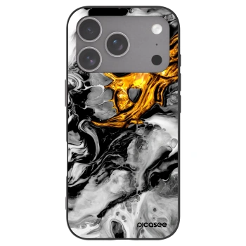 Picasee silikonski črni ovitek za Apple iPhone 18 Pro - Black Gold 2