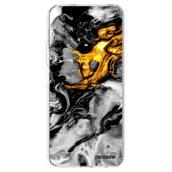 Picasee silikonski prozorni ovitek za Xiaomi Redmi Note 9 Pro - Black Gold 2