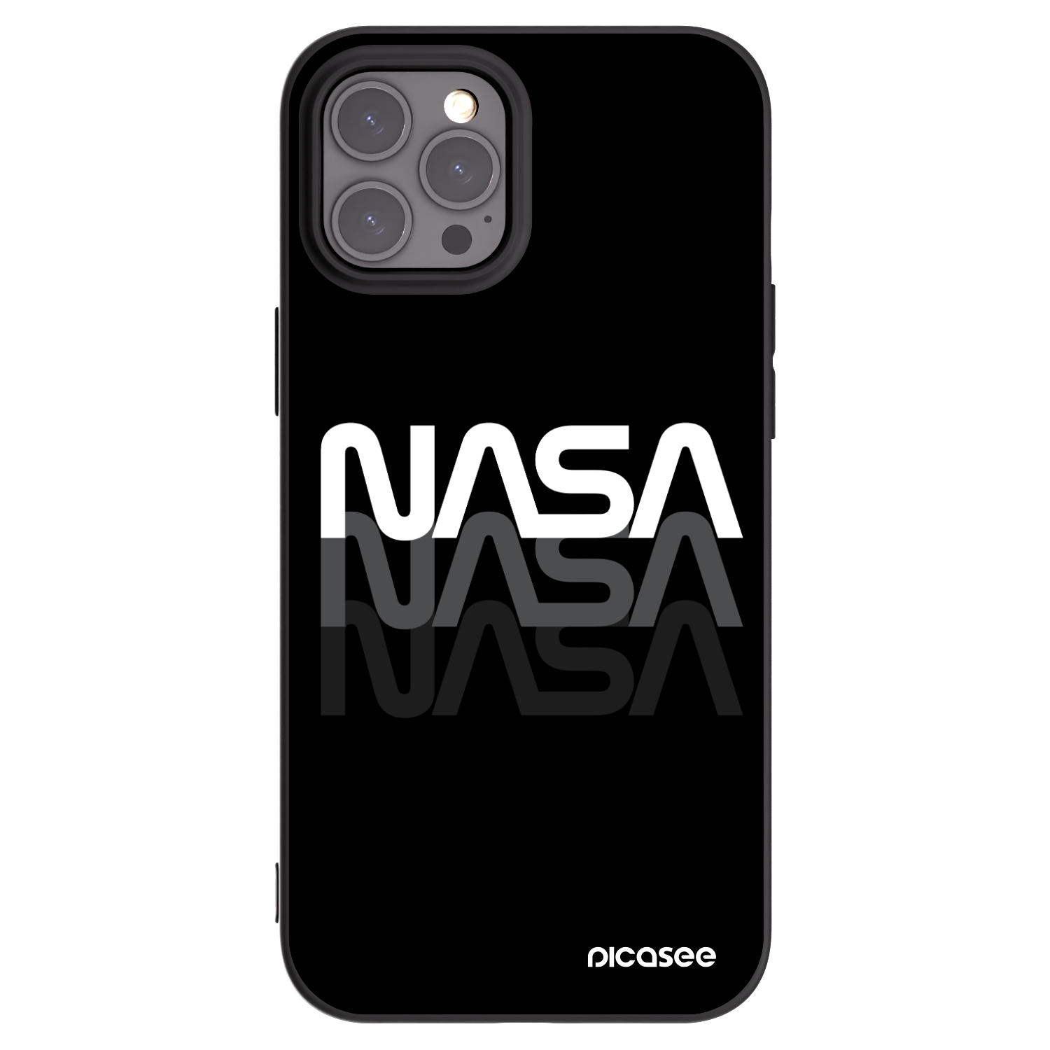 Picasee silikonski črni ovitek za Apple iPhone 12 Pro Max - NASA Triple