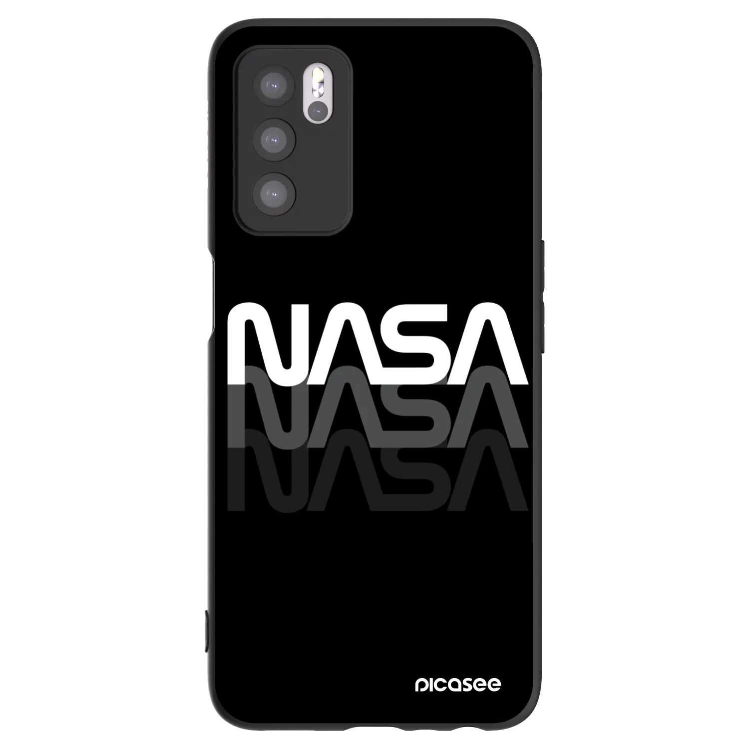 Picasee silikonski črni ovitek za OPPO A16 - NASA Triple