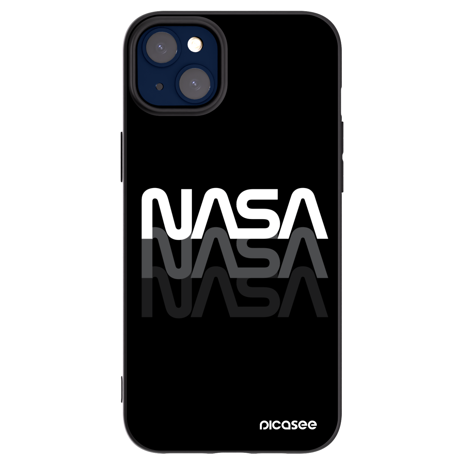 Picasee silikonski črni ovitek za Apple iPhone 14 Plus - NASA Triple