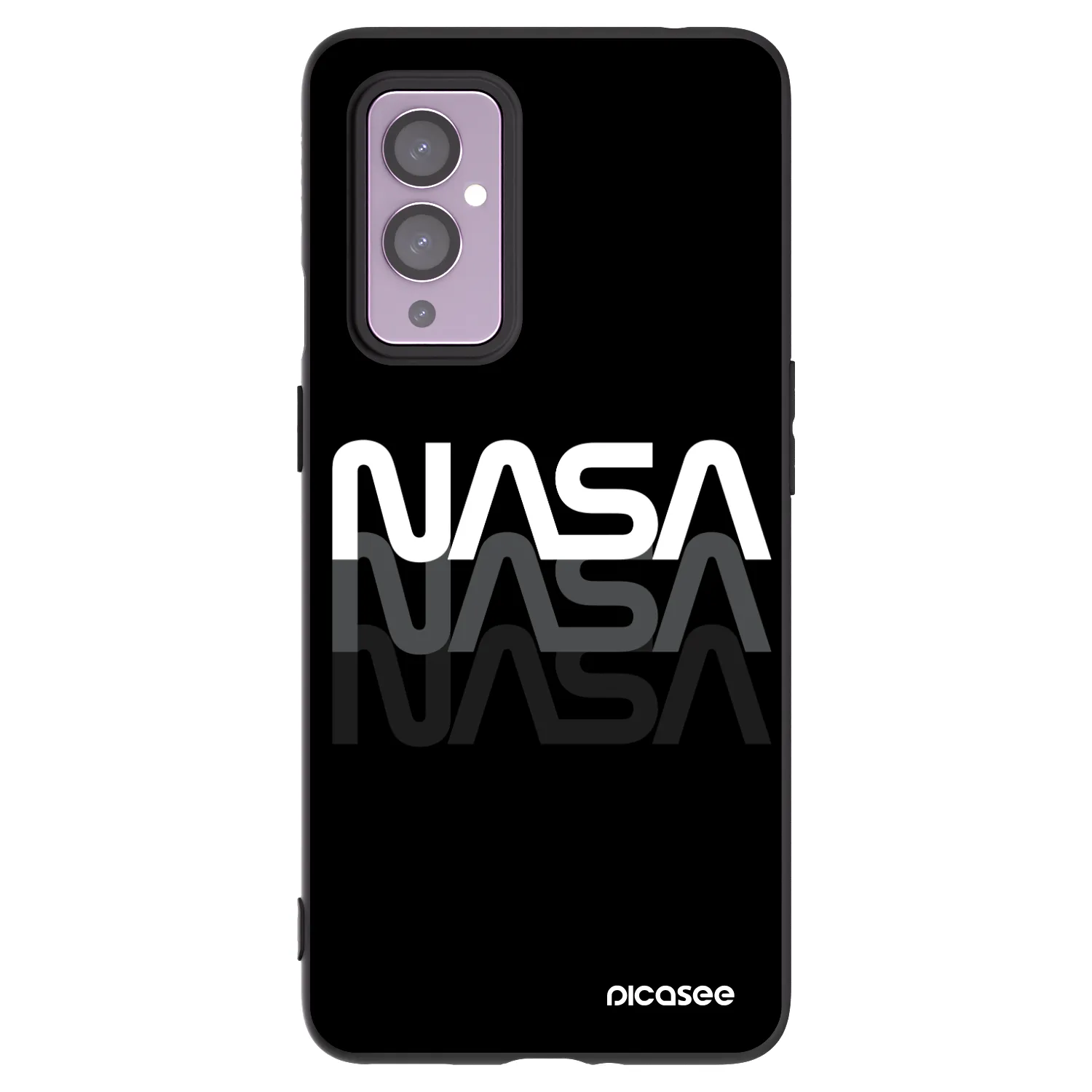 Picasee silikonski črni ovitek za OnePlus 9 - NASA Triple