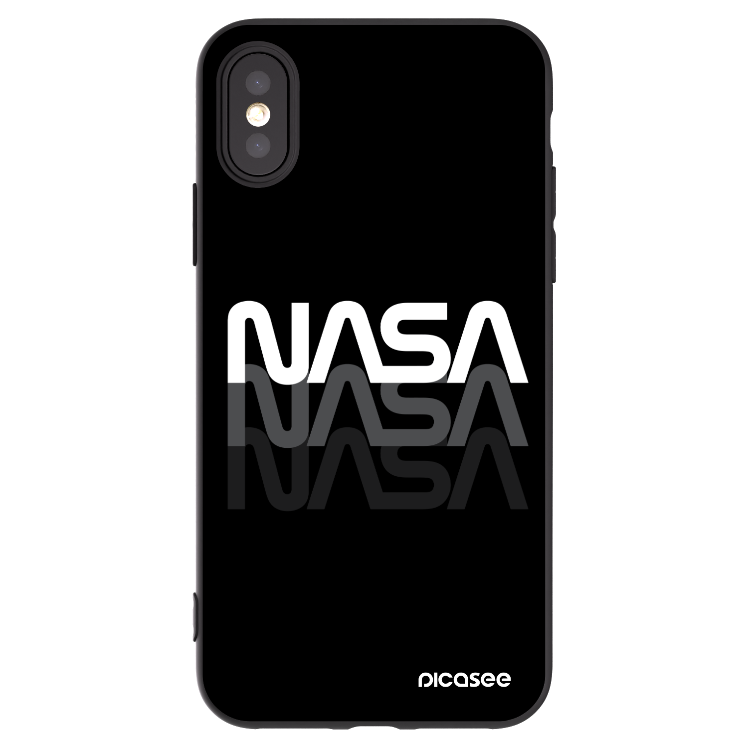 Picasee silikonski črni ovitek za Apple iPhone X/XS - NASA Triple