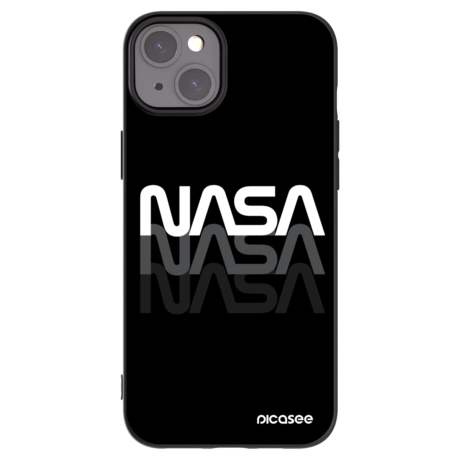 Picasee silikonski črni ovitek za Apple iPhone 15 Plus - NASA Triple