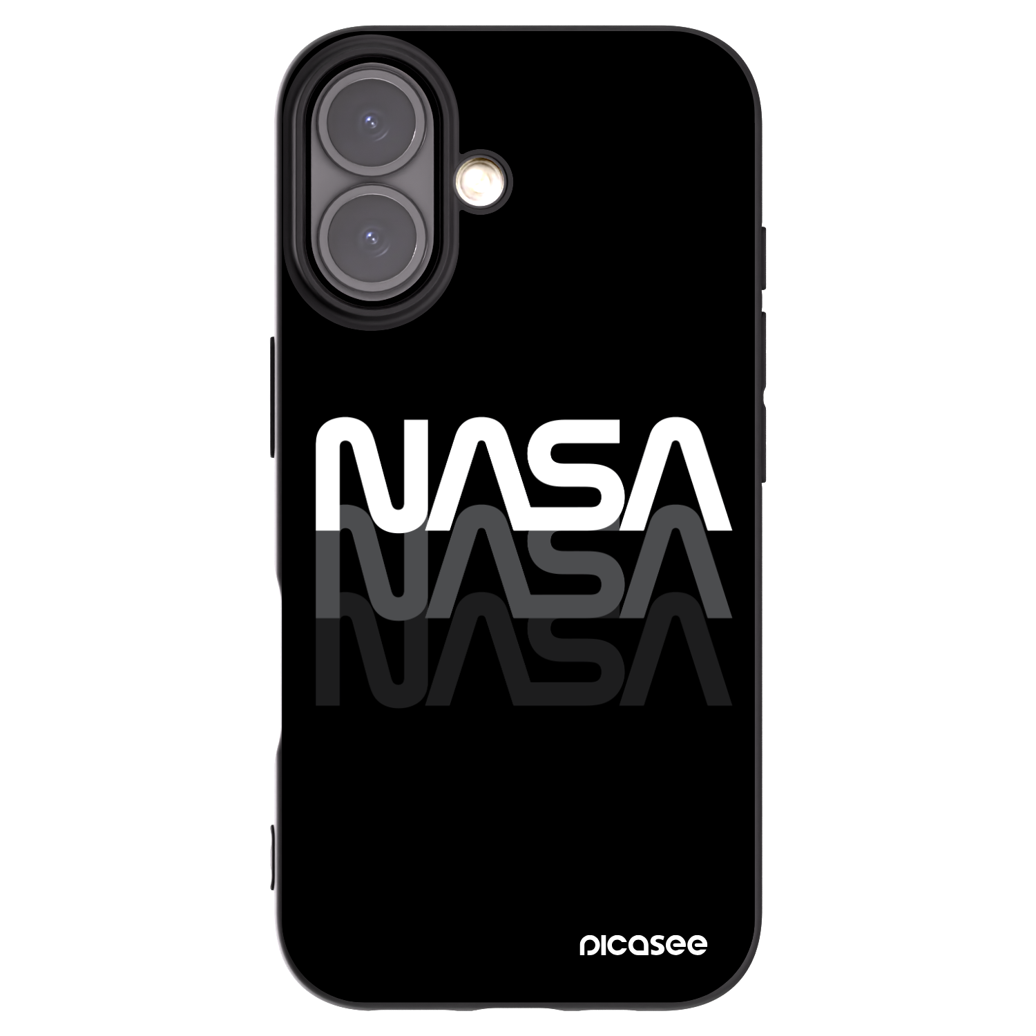 Picasee silikonski črni ovitek za Apple iPhone 16 - NASA Triple