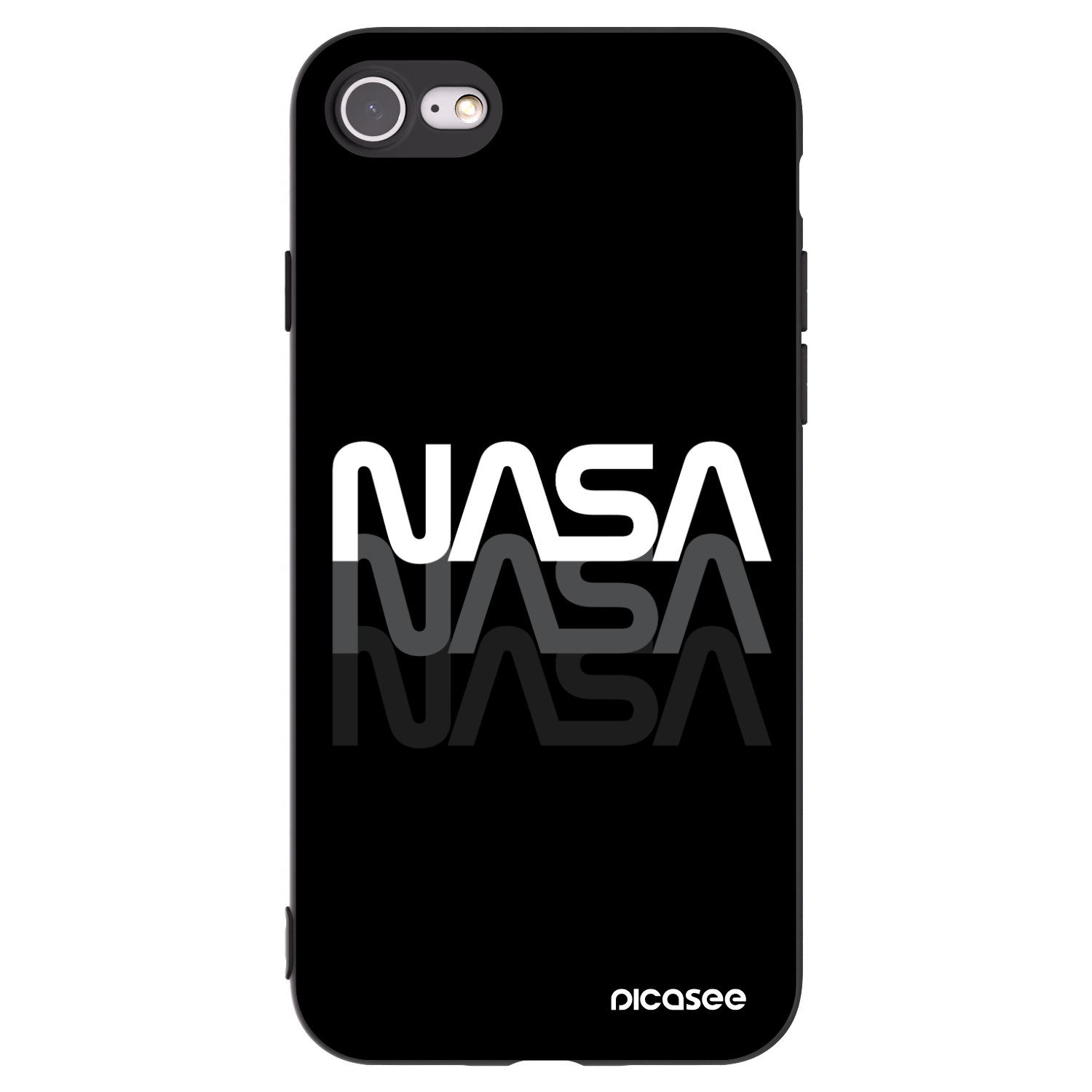 Picasee silikonski črni ovitek za Apple iPhone 8 - NASA Triple
