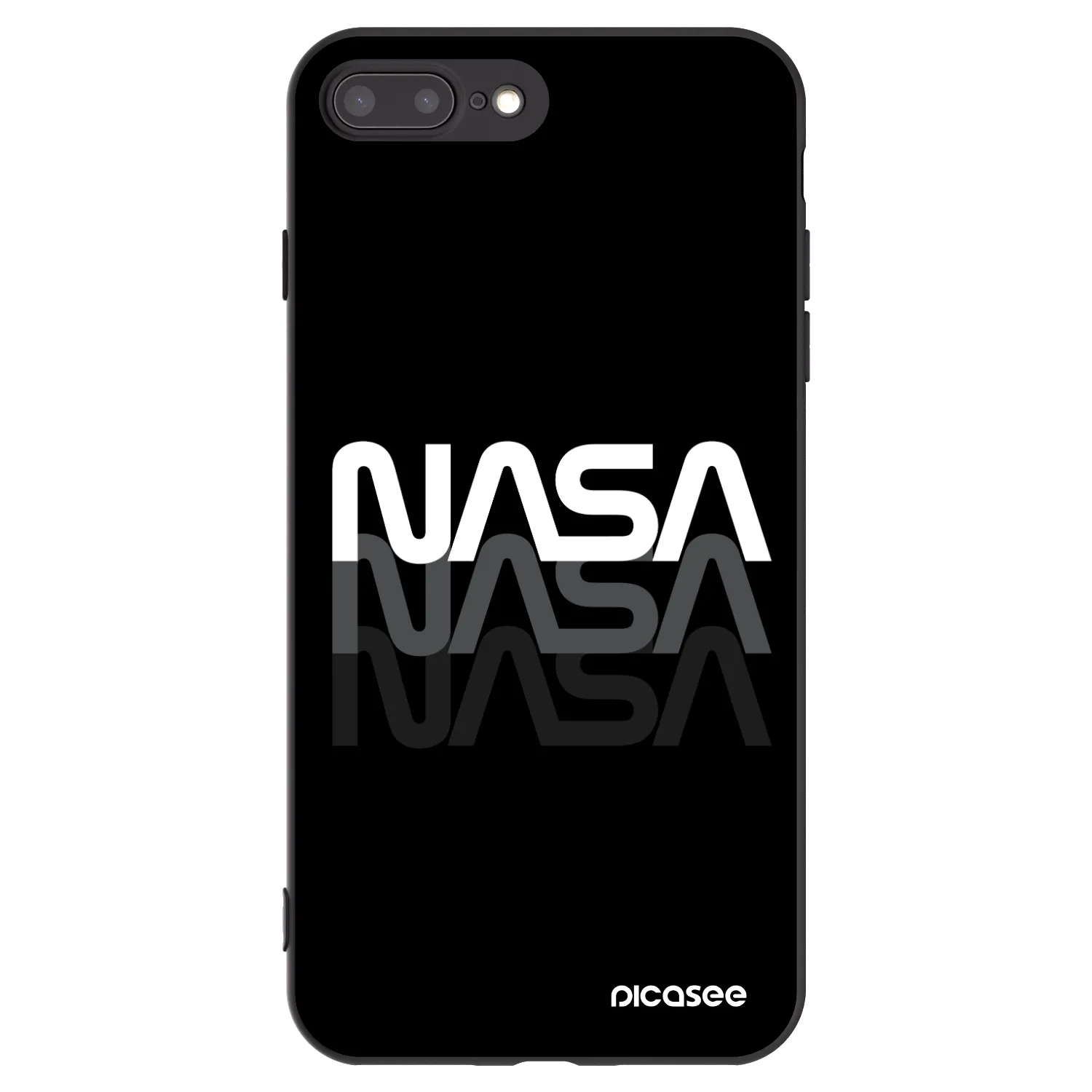 Picasee silikonski črni ovitek za Apple iPhone 8 Plus - NASA Triple