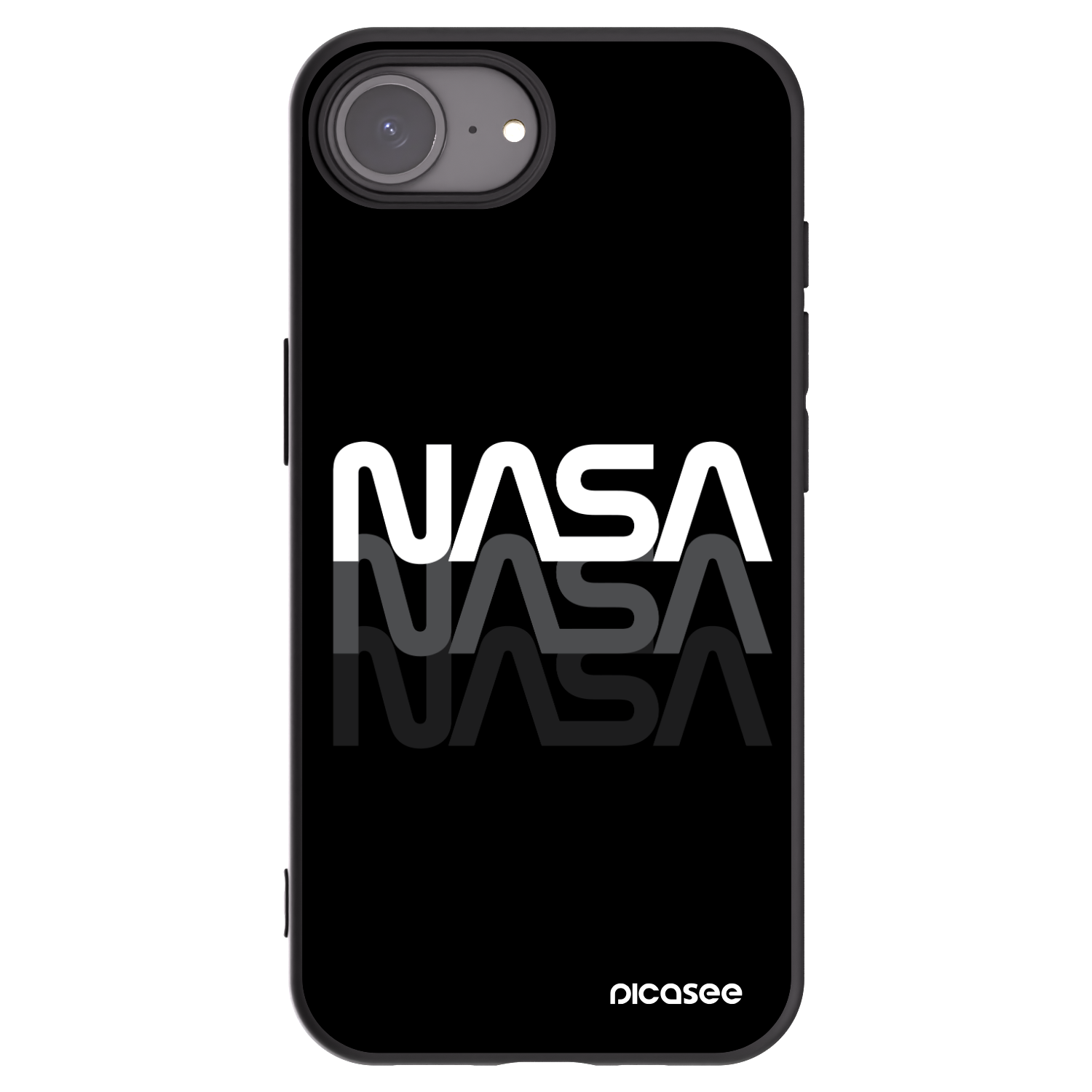 Picasee silikonski črni ovitek za Apple iPhone 16e - NASA Triple