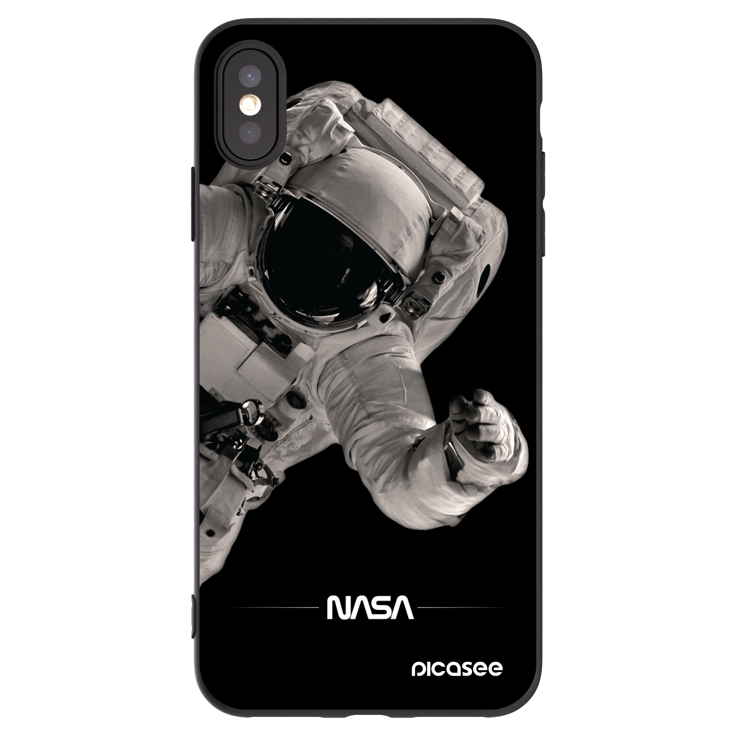 Picasee silikonski črni ovitek za Apple iPhone XS Max - Astronaut Big