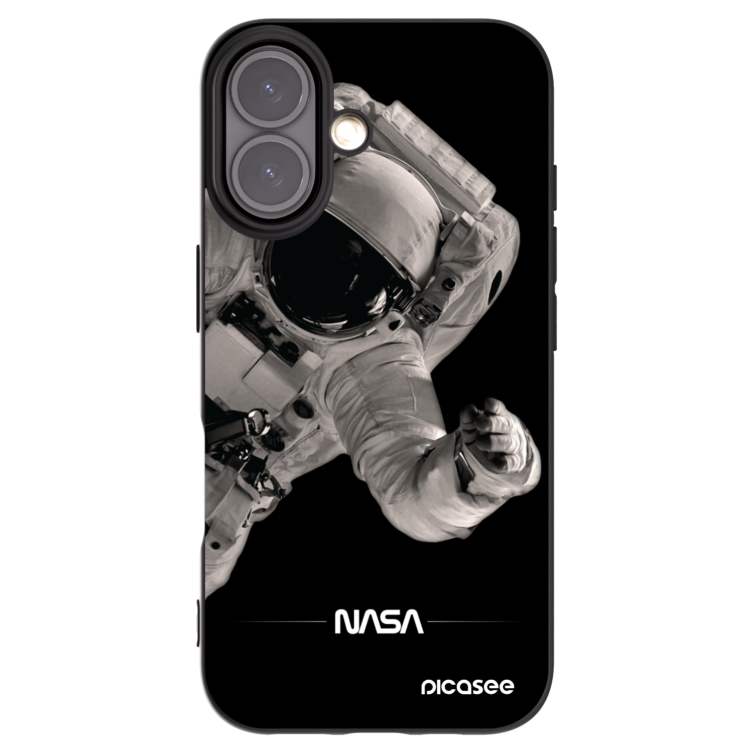 Picasee silikonski črni ovitek za Apple iPhone 16 - Astronaut Big