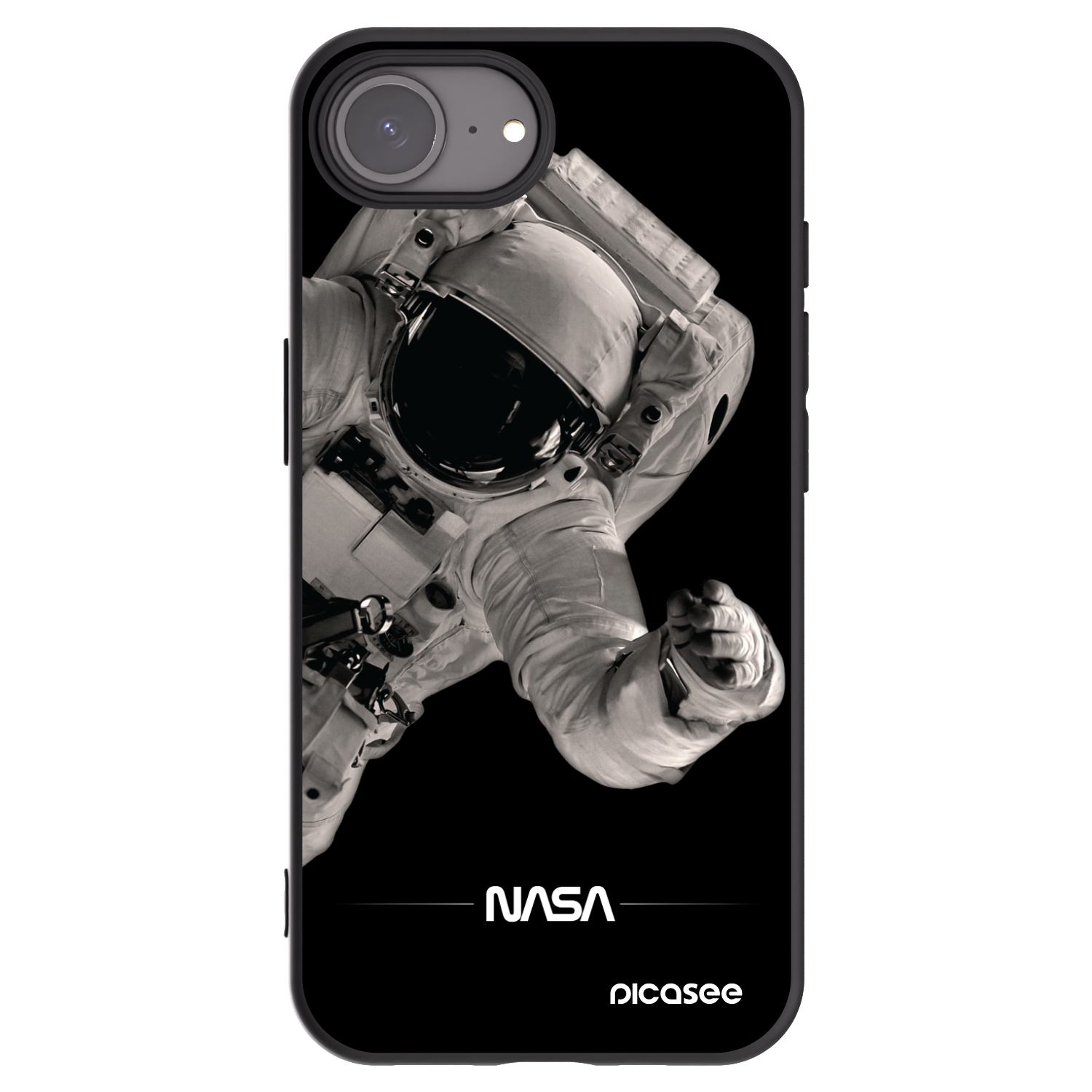 Picasee silikonski črni ovitek za Apple iPhone 16e - Astronaut Big