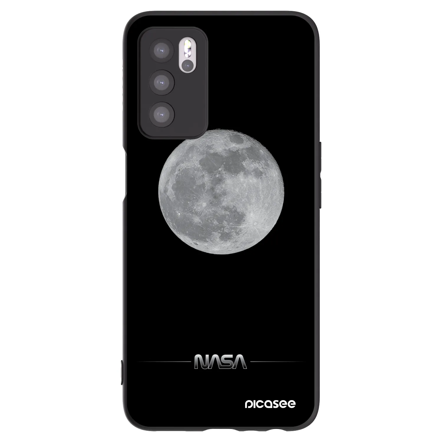 Picasee silikonski črni ovitek za OPPO A16 - Moon Minimal
