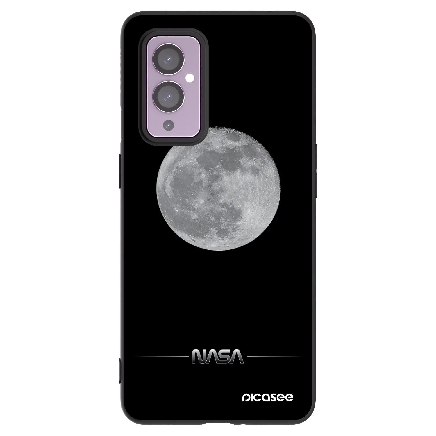 Picasee silikonski črni ovitek za OnePlus 9 - Moon Minimal