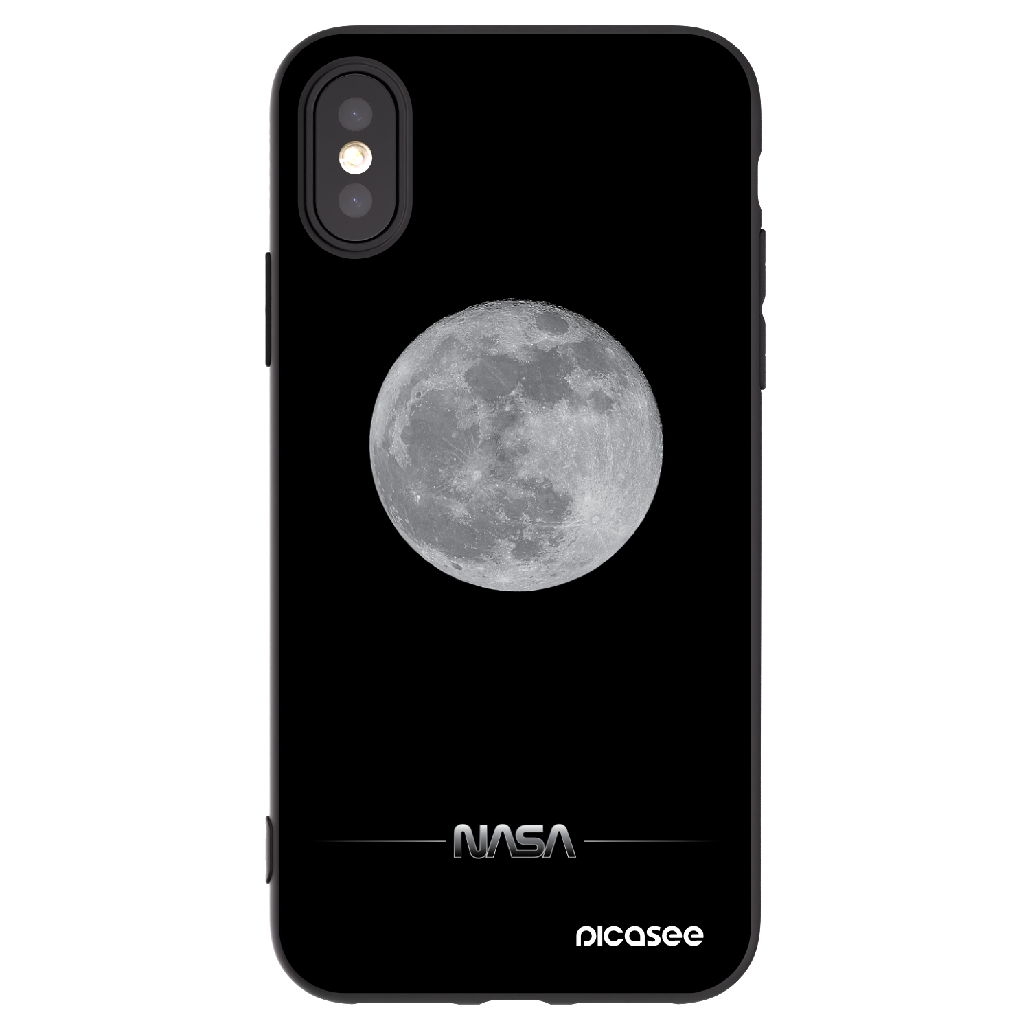 Picasee silikonski črni ovitek za Apple iPhone X/XS - Moon Minimal