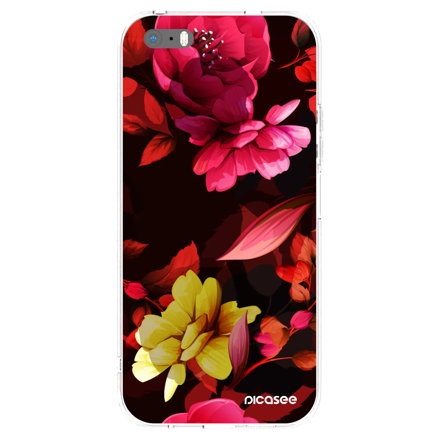 Picasee silikonski prozorni ovitek za Apple iPhone 5/5S/SE - Dark Peonny