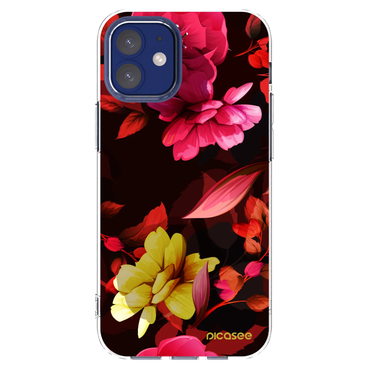 Picasee silikonski prozorni ovitek za Apple iPhone 12 mini - Dark Peonny