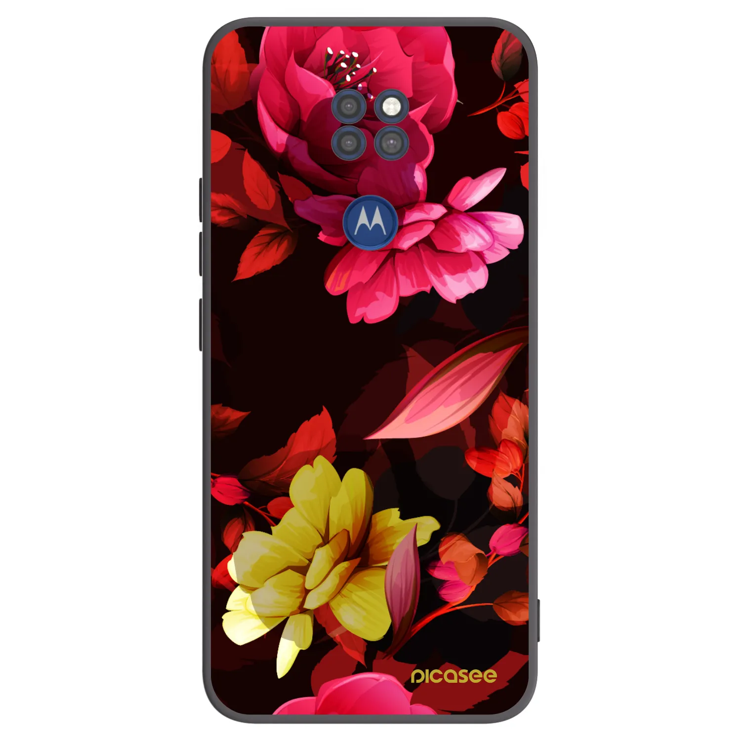 Picasee silikonski črni ovitek za Motorola Moto G9 Play - Dark Peonny