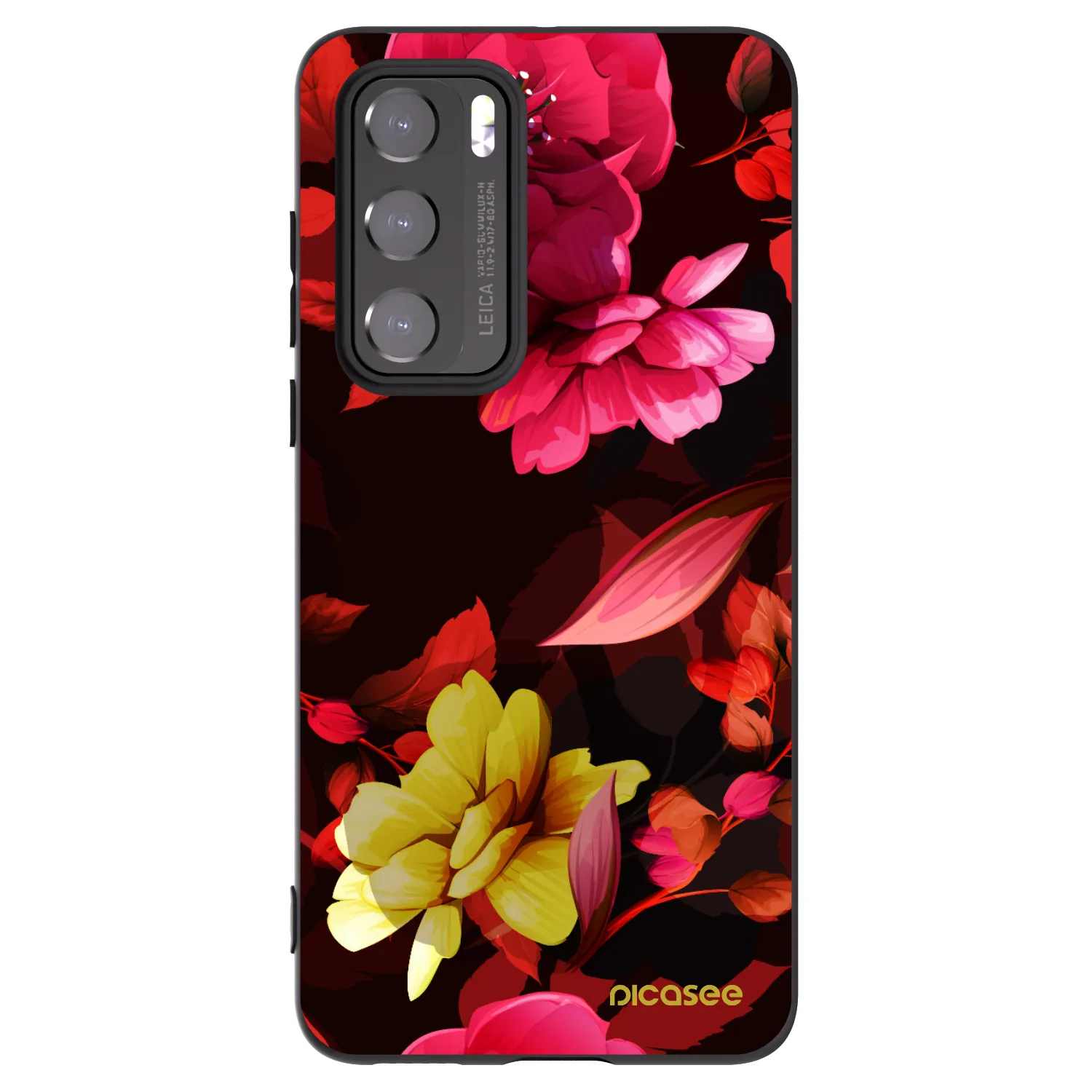 Picasee silikonski črni ovitek za Huawei P40 - Dark Peonny