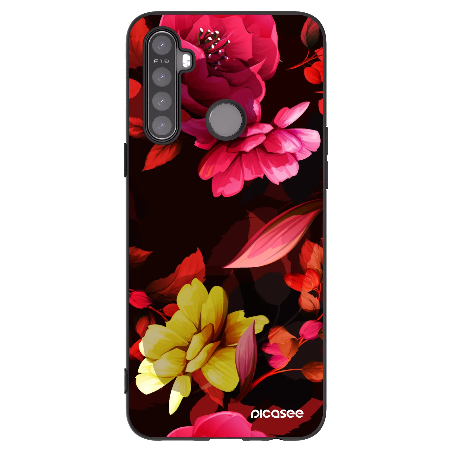 Picasee silikonski črni ovitek za Realme 6i - Dark Peonny