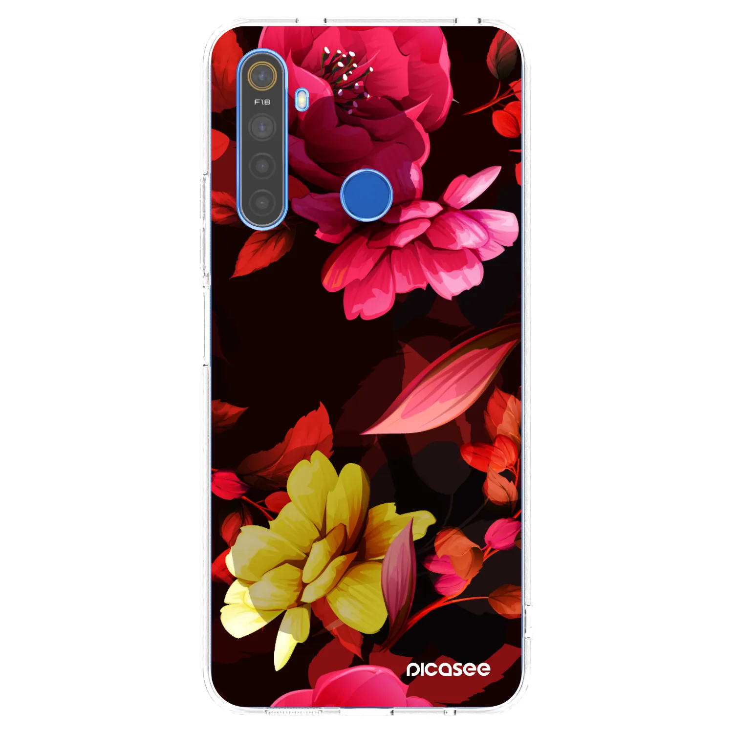 Picasee silikonski prozorni ovitek za Realme 5 - Dark Peonny