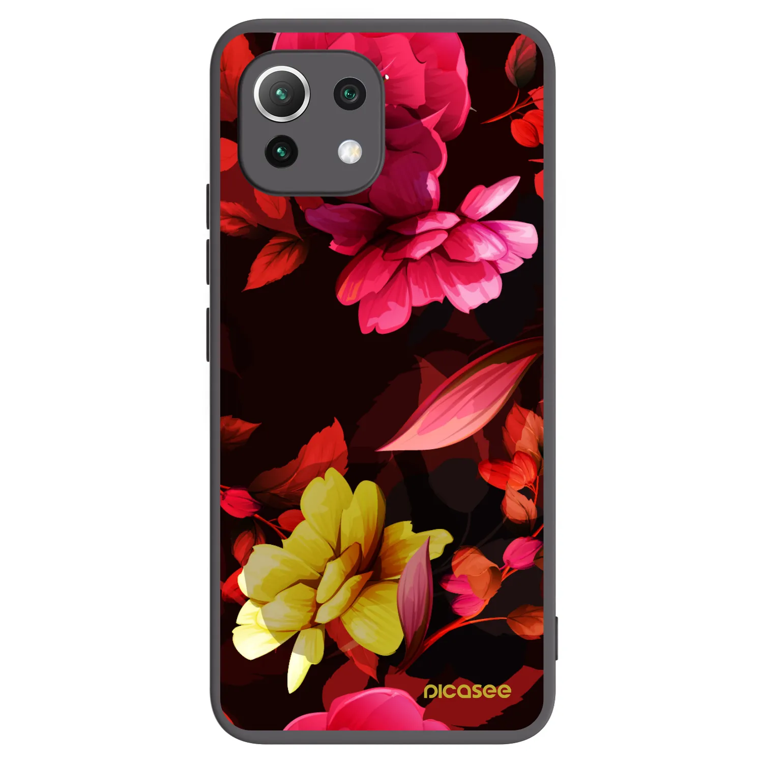 Picasee silikonski črni ovitek za Xiaomi Mi 11 Lite - Dark Peonny