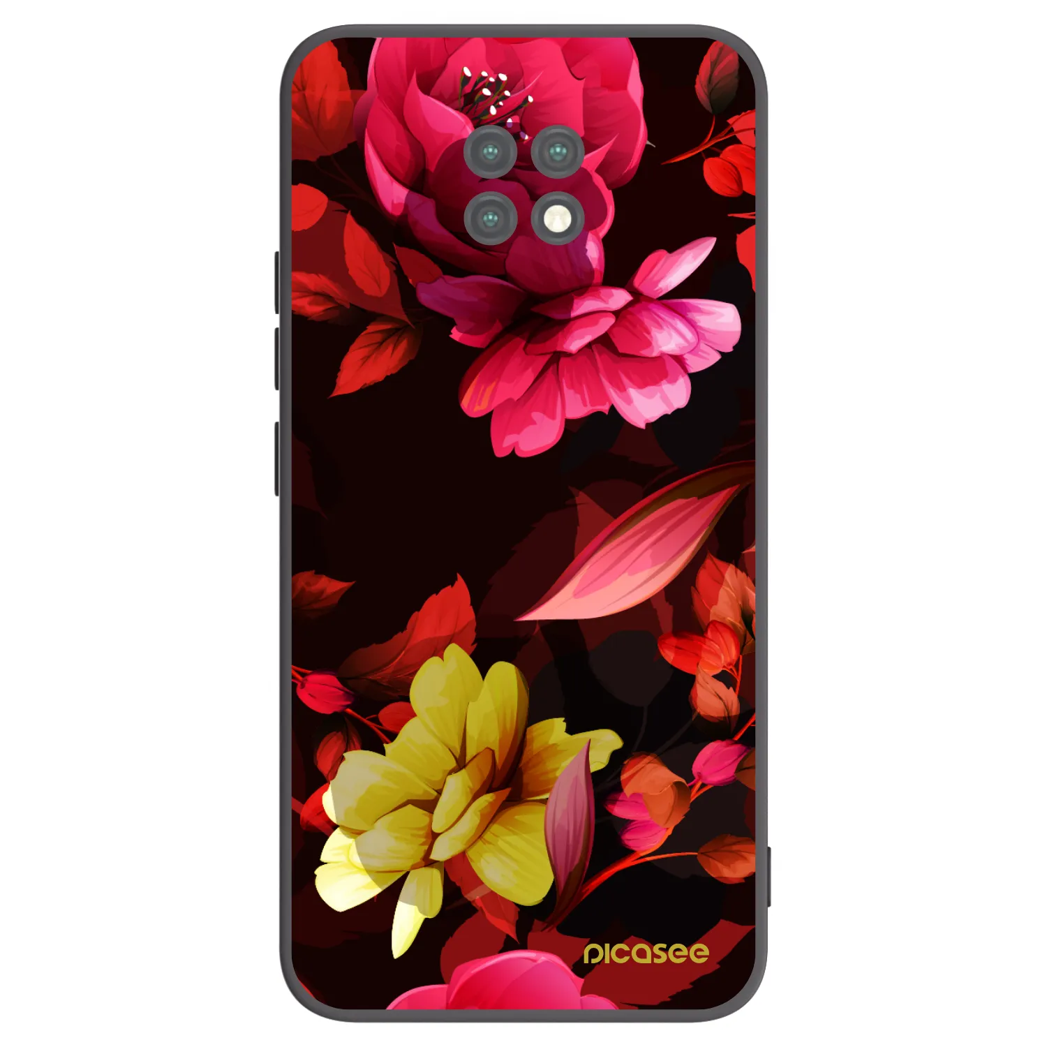 Picasee silikonski črni ovitek za Xiaomi Redmi Note 9T - Dark Peonny