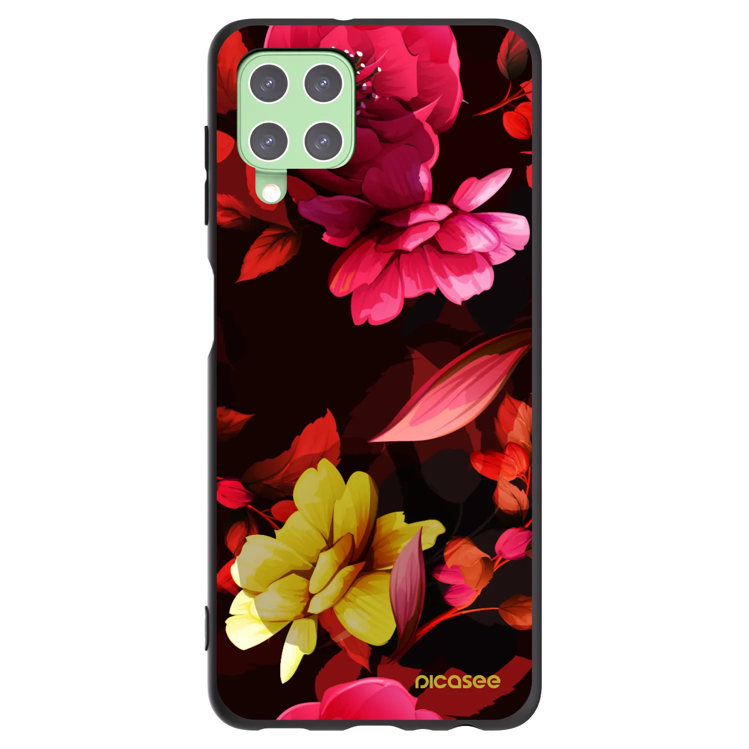 Picasee silikonski črni ovitek za Samsung Galaxy A22 A225F 4G - Dark Peonny