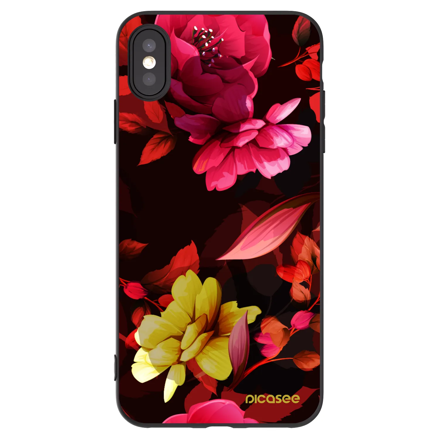 Picasee silikonski črni ovitek za Apple iPhone XS Max - Dark Peonny