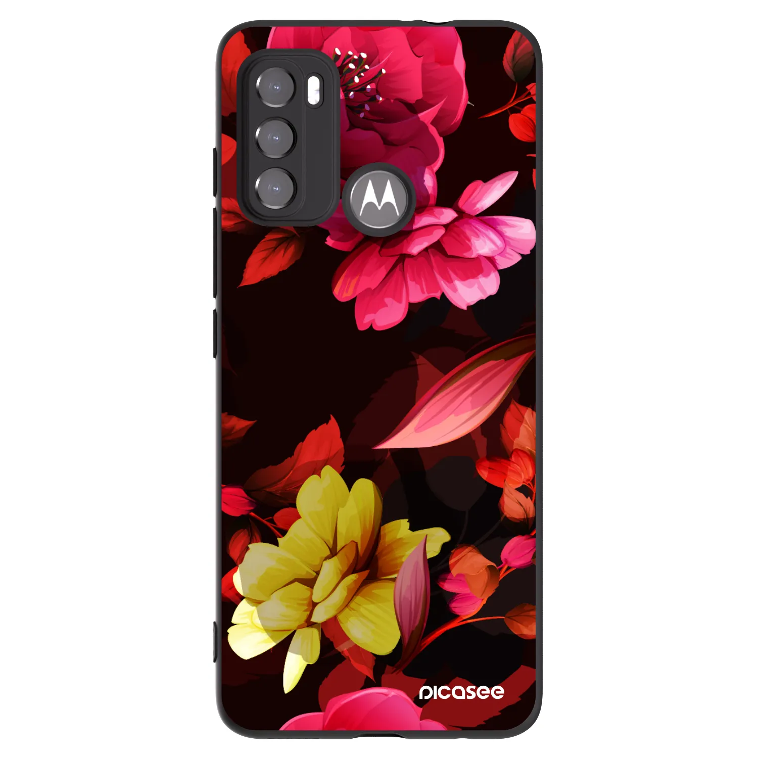 Picasee silikonski črni ovitek za Motorola Moto G60 - Dark Peonny