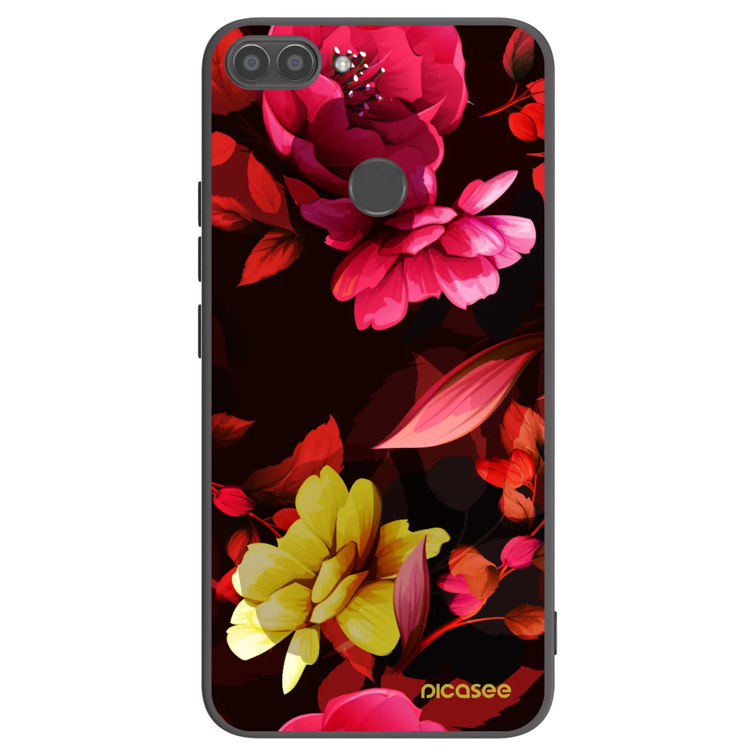 Picasee silikonski črni ovitek za Huawei P Smart - Dark Peonny