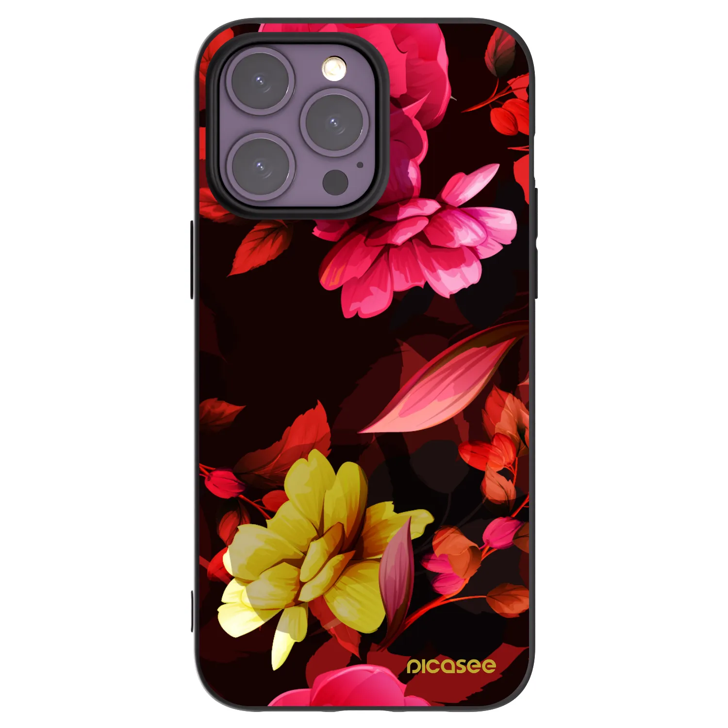 Picasee silikonski črni ovitek za Apple iPhone 14 Pro Max - Dark Peonny