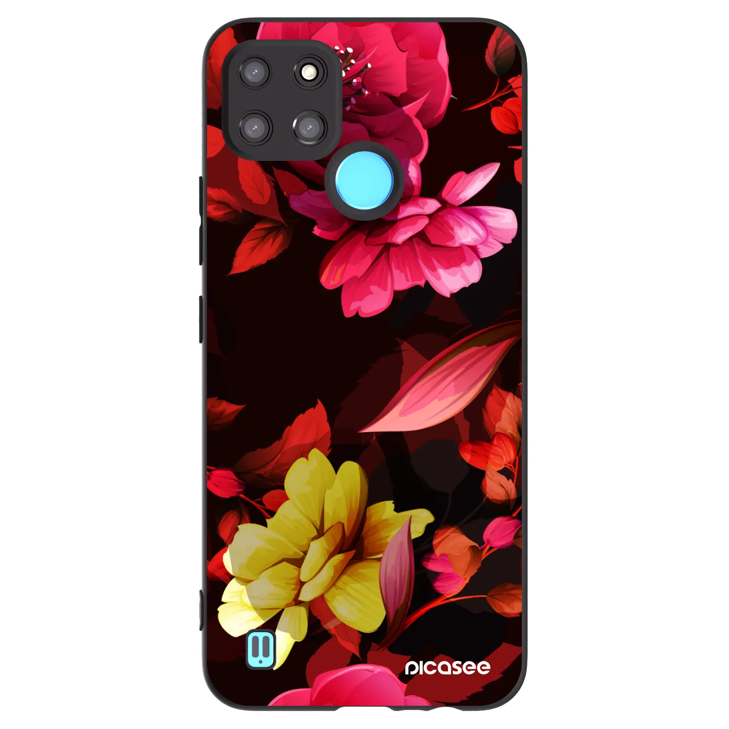 Picasee silikonski črni ovitek za Realme C21Y - Dark Peonny