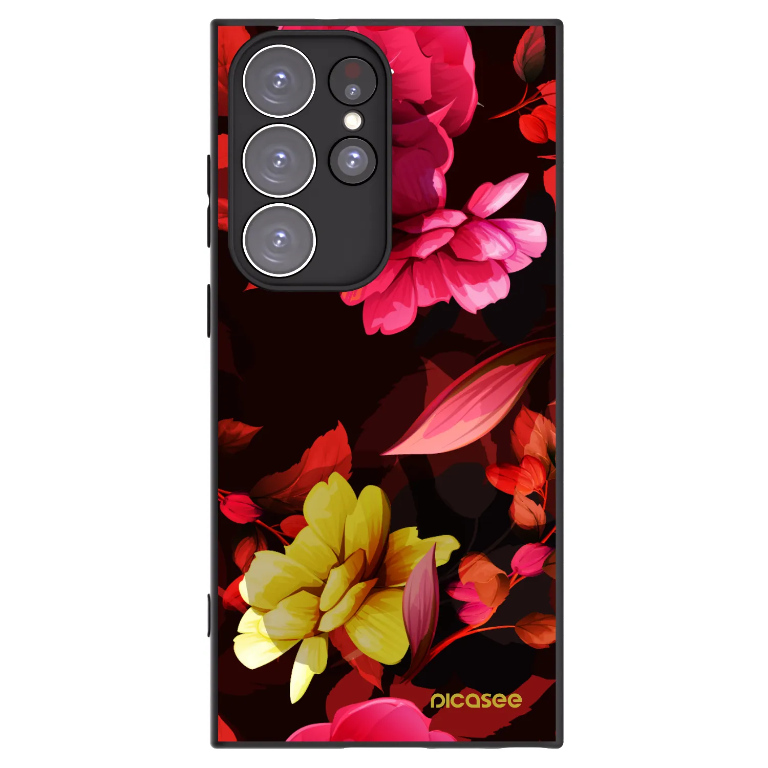 Picasee silikonski črni ovitek za Samsung Galaxy S23 Ultra 5G - Dark Peonny