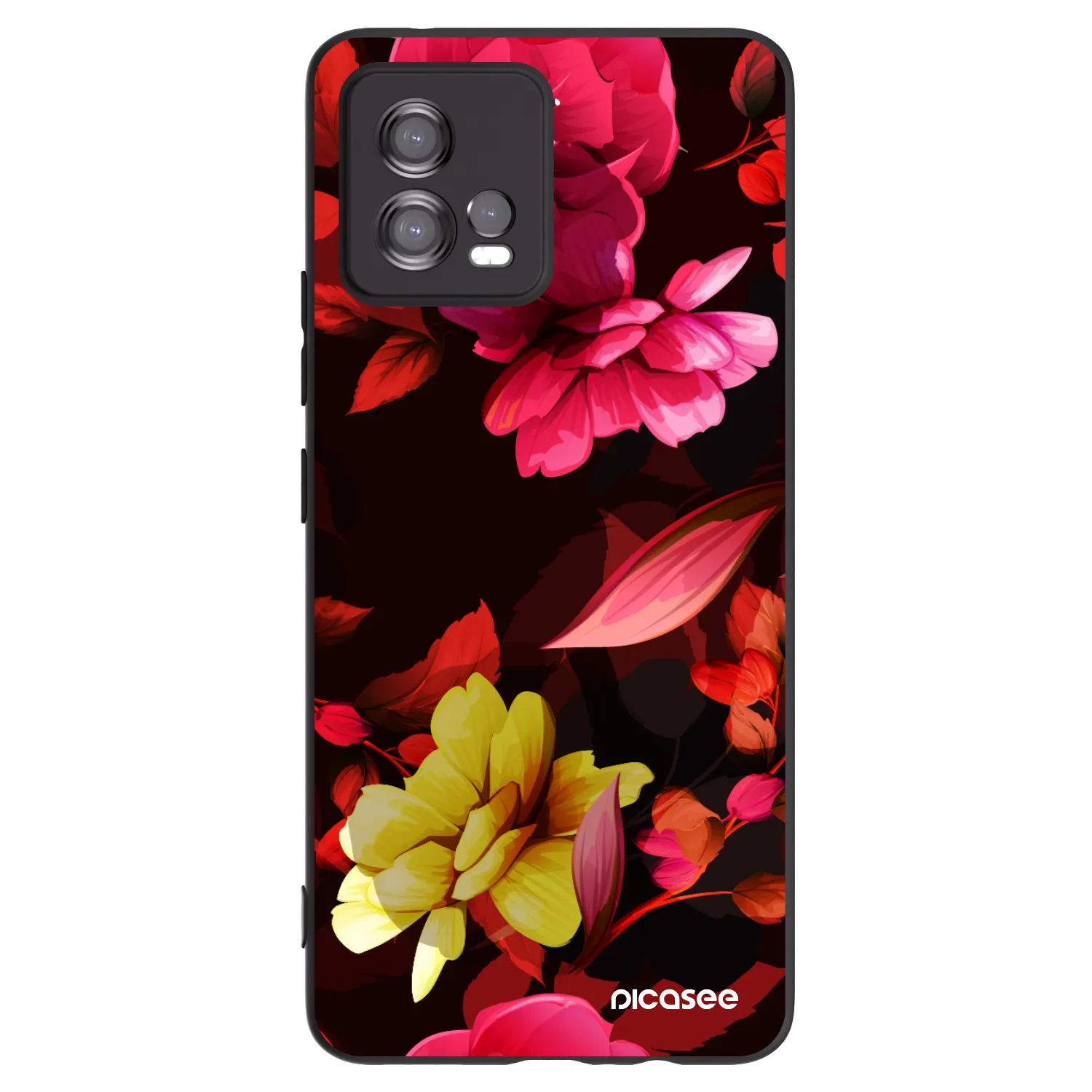 Picasee silikonski črni ovitek za Motorola Moto G72 - Dark Peonny