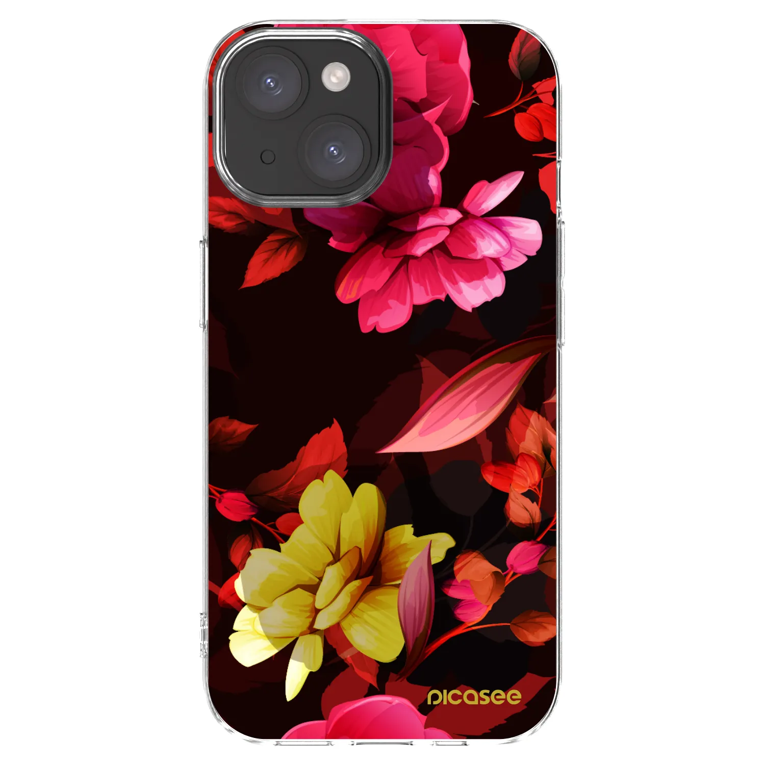Picasee silikonski prozorni ovitek za Apple iPhone 15 - Dark Peonny
