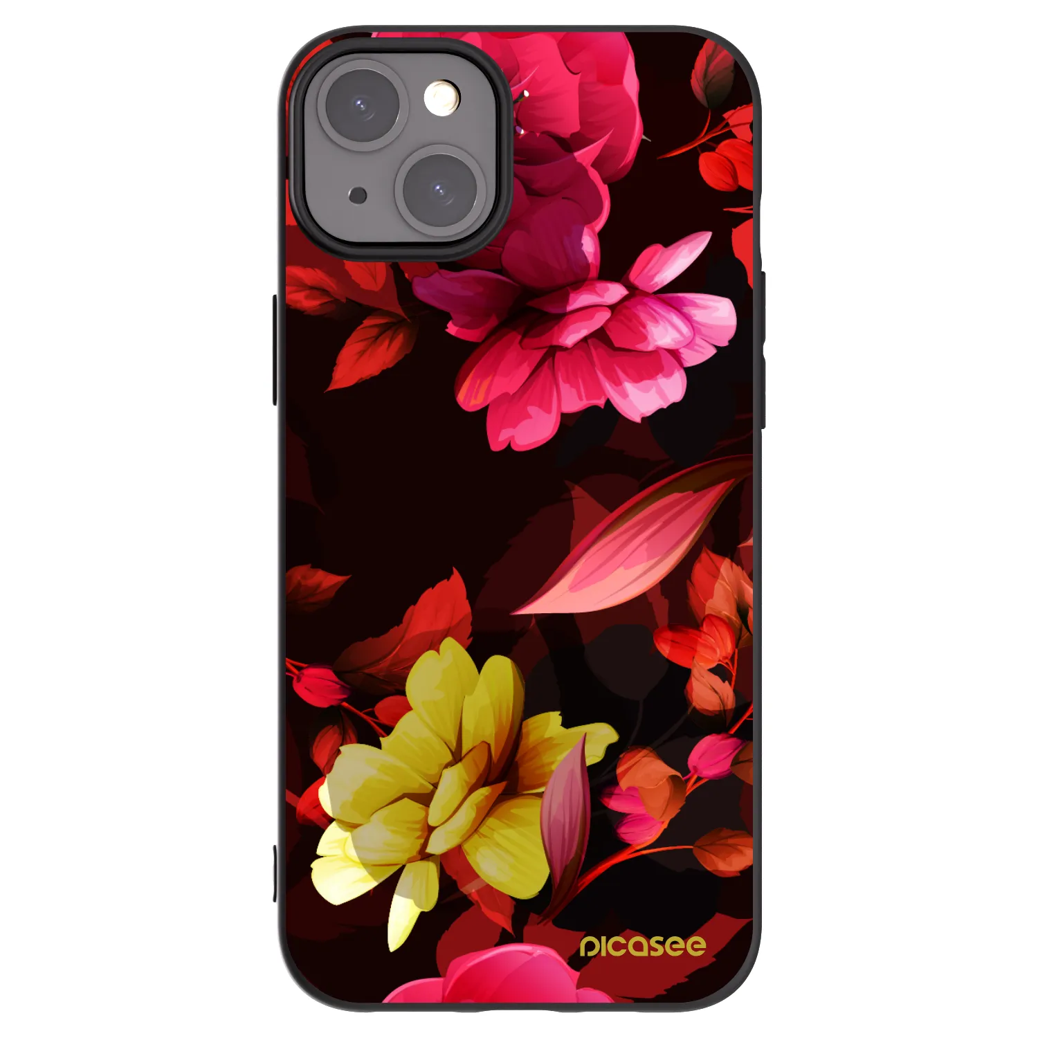 Picasee silikonski črni ovitek za Apple iPhone 15 Plus - Dark Peonny
