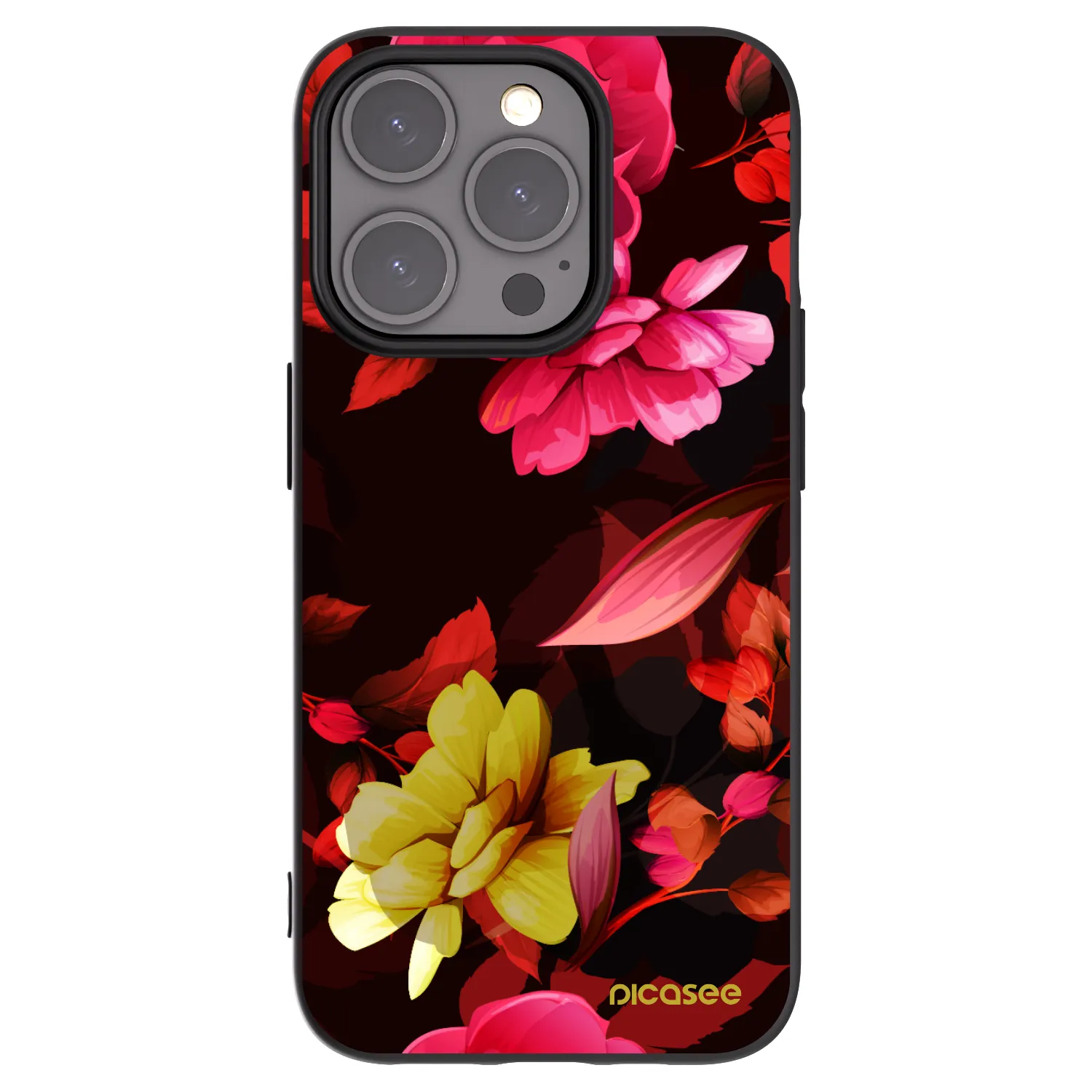 Picasee silikonski črni ovitek za Apple iPhone 15 Pro - Dark Peonny