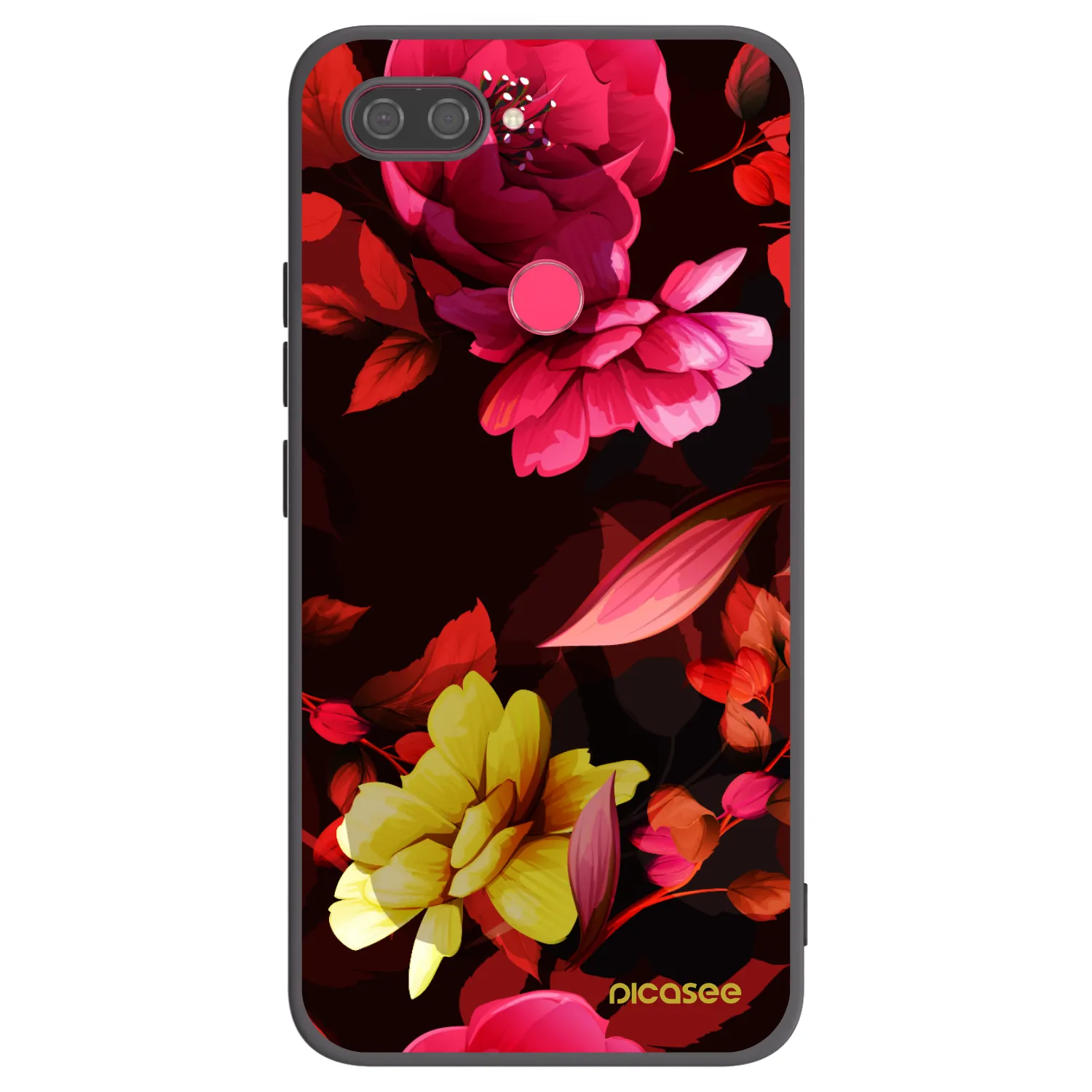 Picasee silikonski črni ovitek za Xiaomi Mi 8 Lite - Dark Peonny