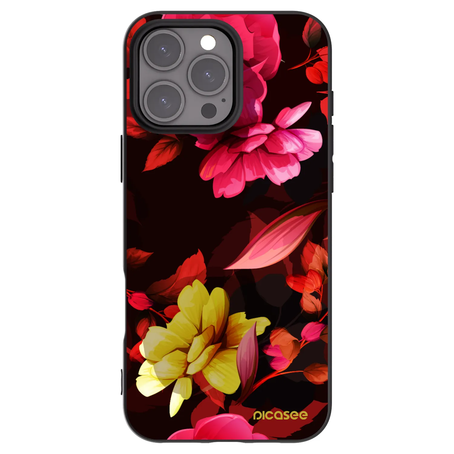 Picasee silikonski črni ovitek za Apple iPhone 16 Pro Max - Dark Peonny