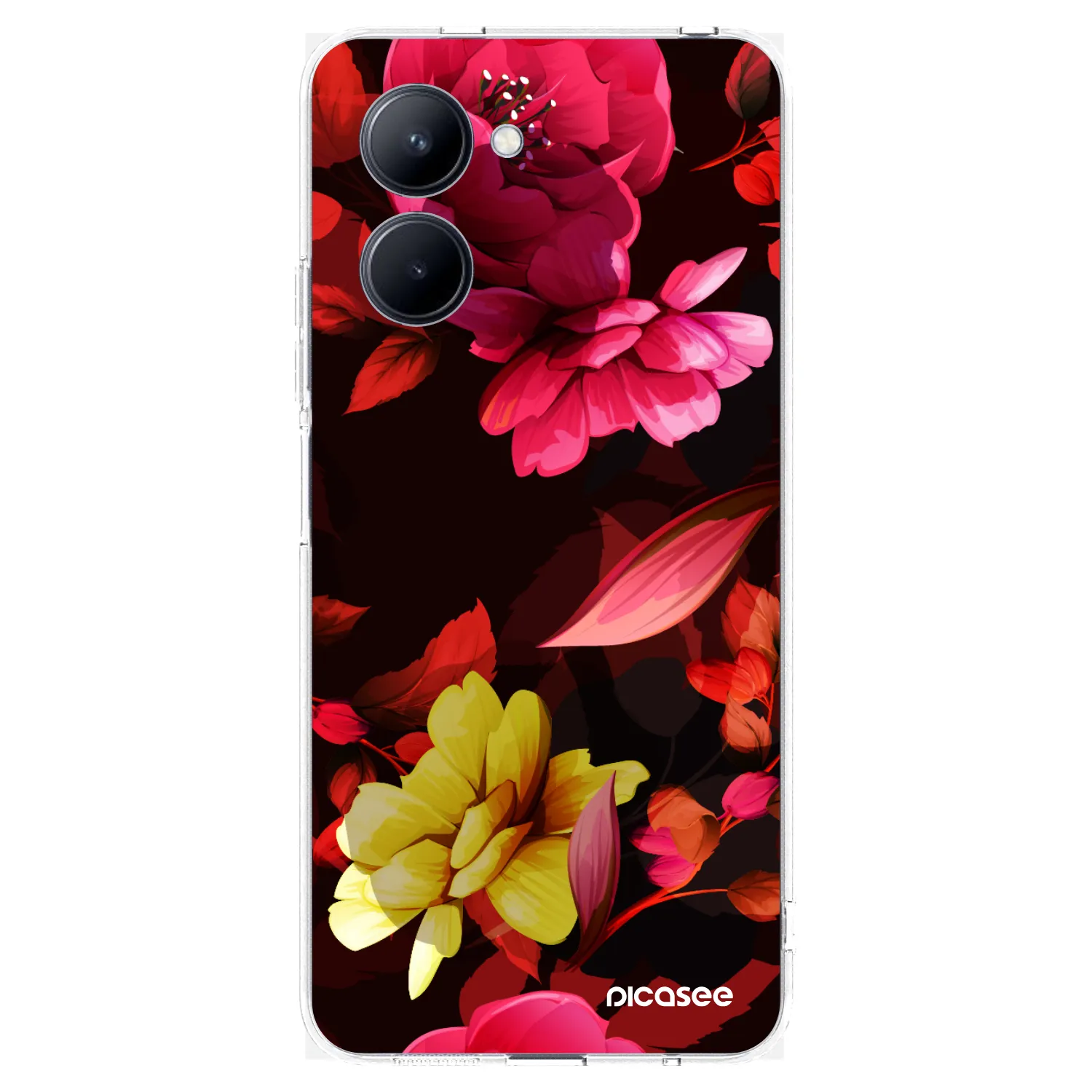 Picasee silikonski prozorni ovitek za Realme C33 (2023) - Dark Peonny